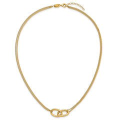 14K Polished intertwined Ovals 2-Strand w/1in ext. Necklace