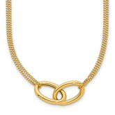 14K Polished intertwined Ovals 2-Strand w/1in ext. Necklace