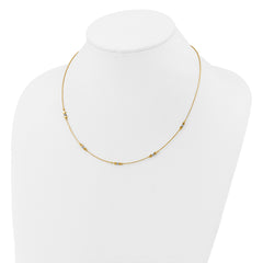 14K Two-tone Pol/Texture/Dia-cut Beads w/2in ext. Necklace