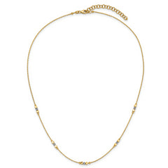 14K Two-tone Pol/Texture/Dia-cut Beads w/2in ext. Necklace
