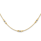 14K Two-tone Pol/Texture/Dia-cut Beads w/2in ext. Necklace