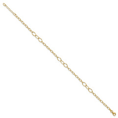14K Oval Link 9 inch Plus 1 inch Extender - Total 10 inch Anklet