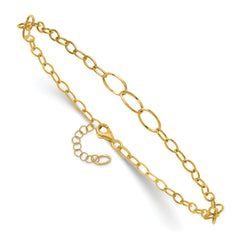 14K Oval Link 9 inch Plus 1 inch Extender - Total 10 inch Anklet