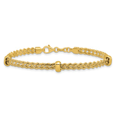 14K Polished and Diamond-cut Fancy Braided Rope Bracelet