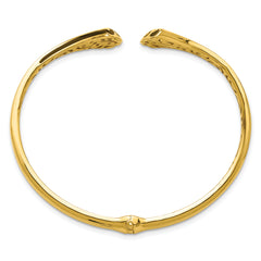 14K w/Black Enamel Polished Fancy Hinged Cuff Bangle