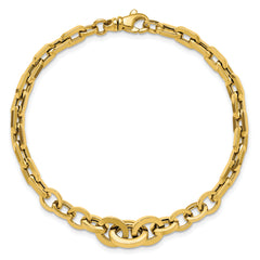 14K Polished Fancy Graduated Link Bracelet