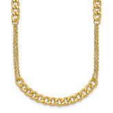 14K Polished/Dia-cut Fancy Link w/2in ext. Necklace