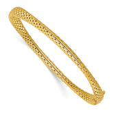 14K Polished and Textured Fancy Twist Hinged Bangle
