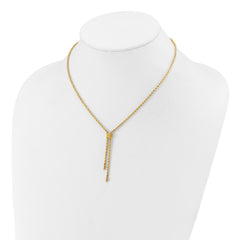 14K Polished/Dia-cut Fancy Rope Adj. up to 19in Necklace