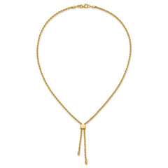 14K Polished/Dia-cut Fancy Rope Adj. up to 19in Necklace