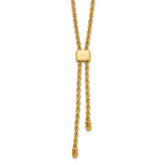 14K Polished/Dia-cut Fancy Rope Adj. up to 19in Necklace