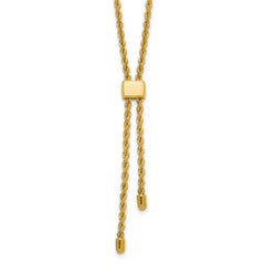 14K Polished/Dia-cut Fancy Rope Adj. up to 19in Necklace