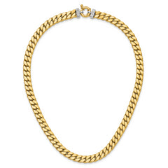 14K Two-tone CZ Polished Fancy Curb Necklace