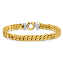 14K Two-tone CZ Polished Fancy Curb Bracelet