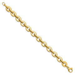 14K Polished and Grooved Fancy Link Bracelet
