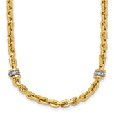 14K Two-tone CZ Polished Fancy Link Necklace