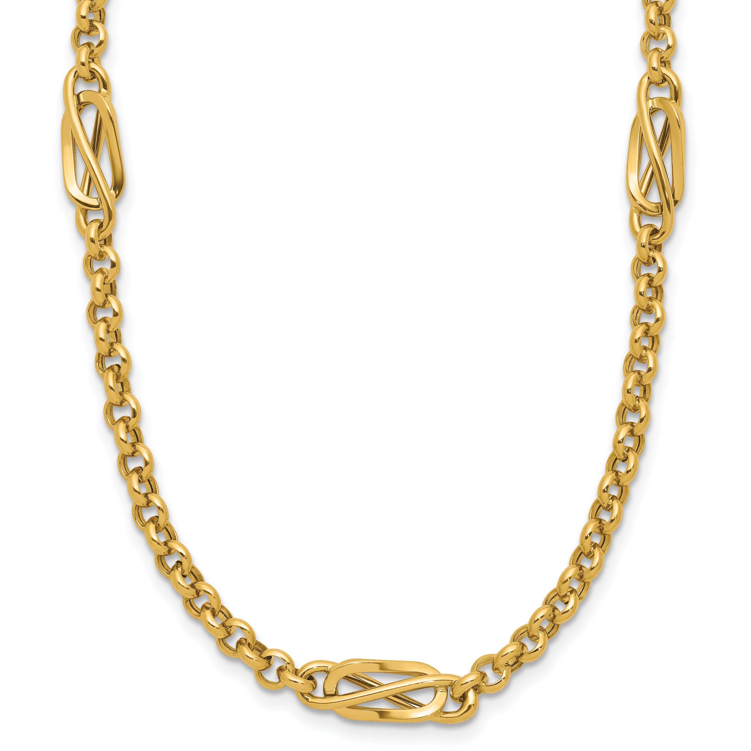 14K Polished Fancy Link Necklace