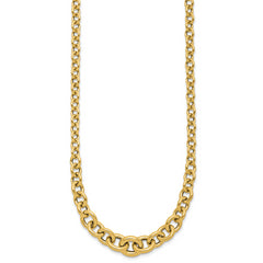 14K Polished Fancy Graduated Circle Link Necklace