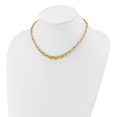 14K Polished Fancy Graduated Circle Link Necklace