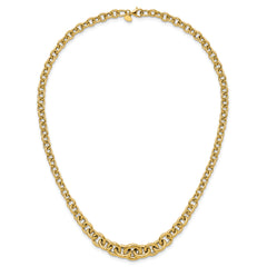 14K Polished Fancy Graduated Circle Link Necklace