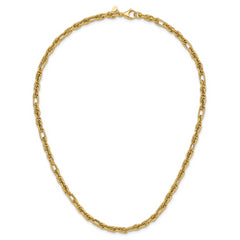 14K Polished and Textured Fancy Link Necklace