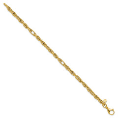 14K Polished and Textured Fancy Link Bracelet