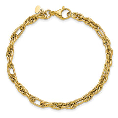 14K Polished and Textured Fancy Link Bracelet