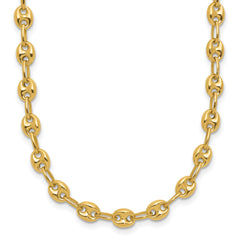 14K Polished Puffed Mariner Link Necklace