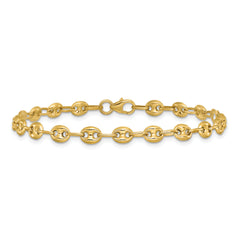 14K Polished Puffed Mariner Link Bracelet