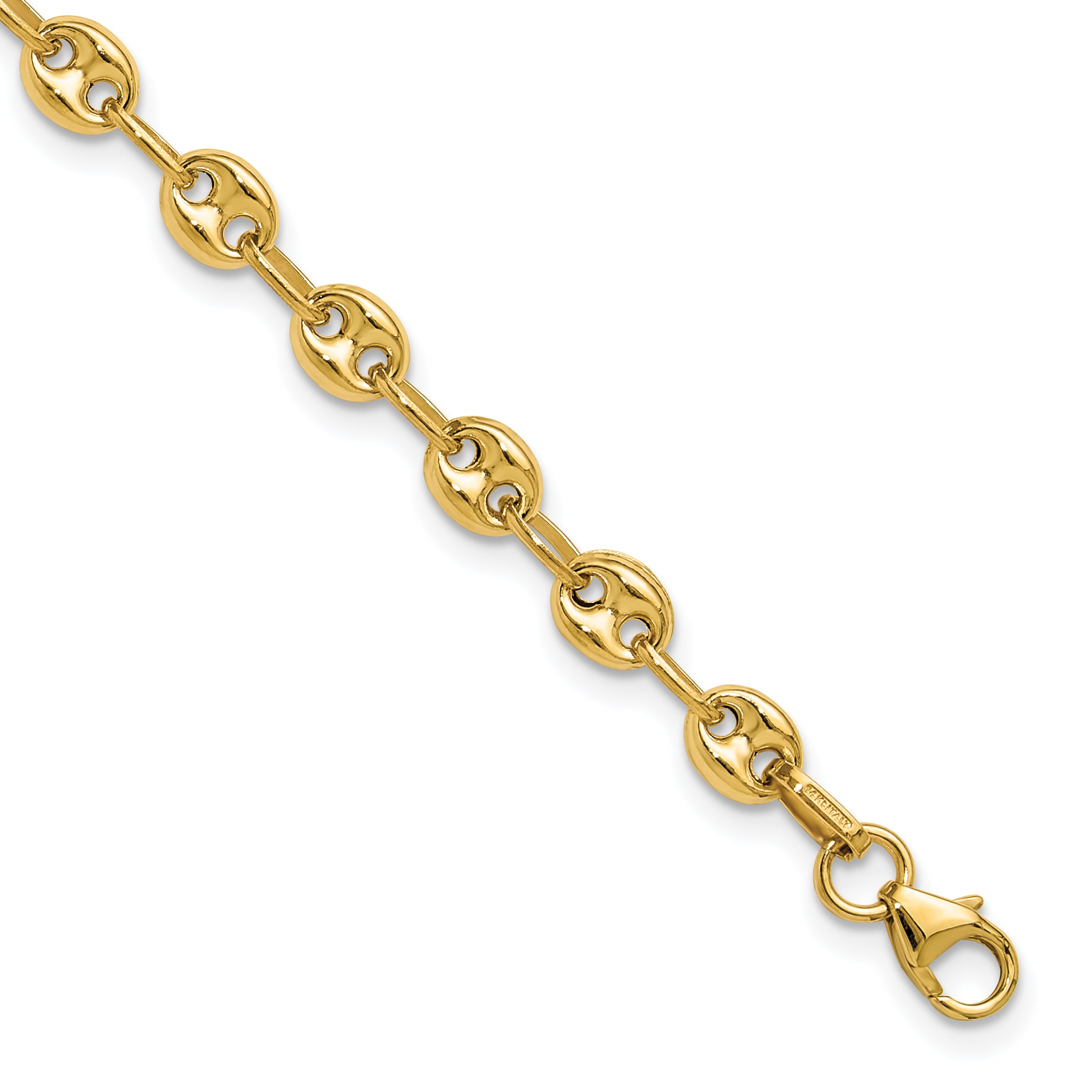 14K Polished Puffed Mariner Link Bracelet