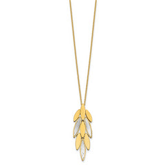 14K Two-tone Polished/Dia-cut Fancy w/1in ext. Necklace