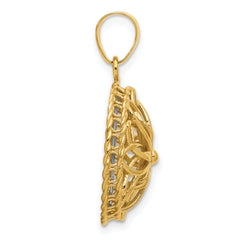 14K Two-tone Polished and Diamond-cut Fancy Pendant
