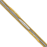 14K w/Rhodium Polished Bars Mesh Multi-strand Bracelet