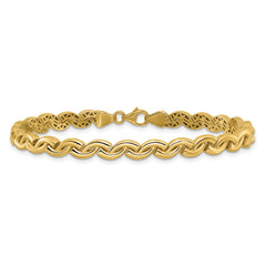 14K Polished Fancy Wave Link Bracelet