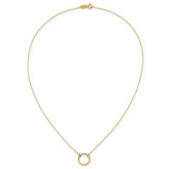 14K with Rhodium Polished Circle Necklace