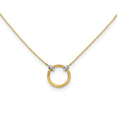 14K with Rhodium Polished Circle Necklace