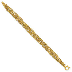 14K Polished/Diamond-cut Multi-strand Singapore Bracelet