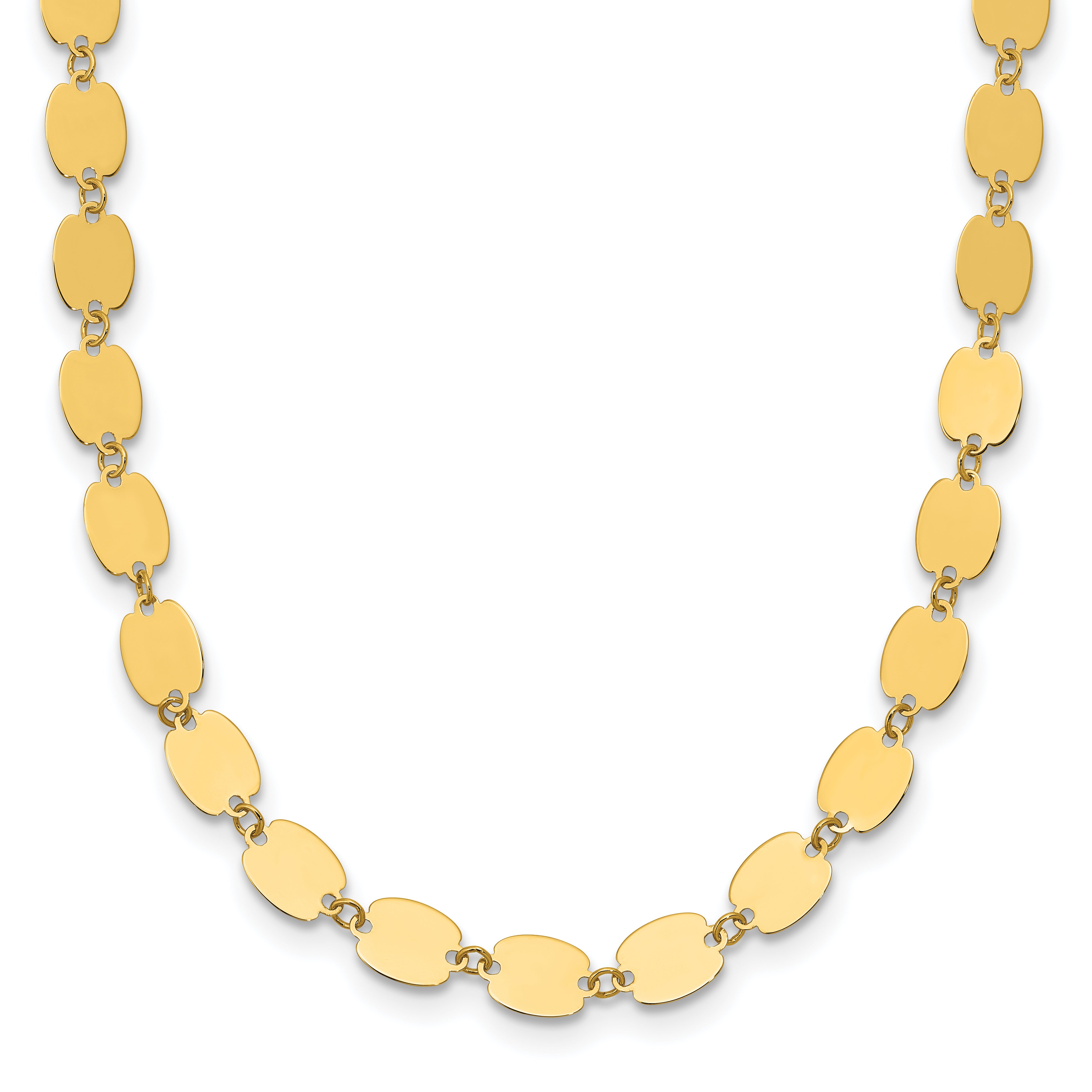 14K Polished Fancy Mirror Link Necklace