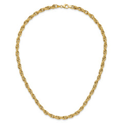 14K Polished/Textured/Dia-cut Twisted Link Necklace