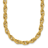 14K Polished/Textured/Dia-cut Twisted Link Necklace