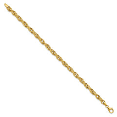 14K Polished/Textured/Dia-cut Twisted Link Bracelet