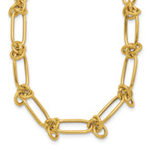 14K Polished Love Knot Fancy Paperclip Link Necklace