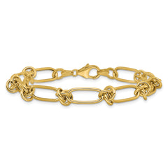 14K Polished Love Knot Fancy Paperclip Link Bracelet