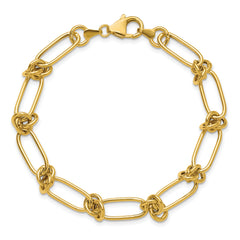 14K Polished Love Knot Fancy Paperclip Link Bracelet
