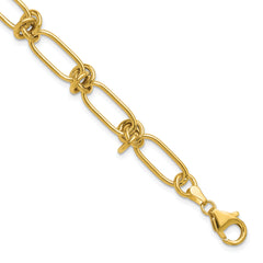 14K Polished Love Knot Fancy Paperclip Link Bracelet