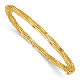 14K Polished and Textured Twist Hinged Bangle