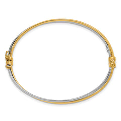 14K with Rhodium Polished Twist Hinged Bangle