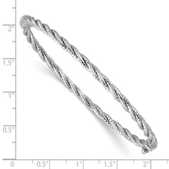 14K w/ White Rhodium Polish/Diamond-cut Twisted Hinged Bangle