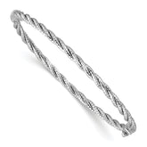 14K w/ White Rhodium Polish/Diamond-cut Twisted Hinged Bangle