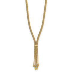14K Polish/Texture/Dia-cut Fancy Drop Necklace